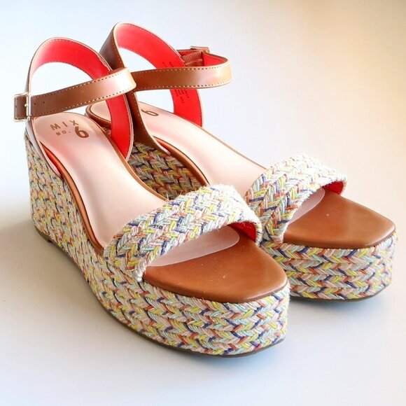 Mix No. 6 Cammie Multicolor Platform Wedge Heel Espadrille Sandals Summer Shoes - Picture 4 of 16